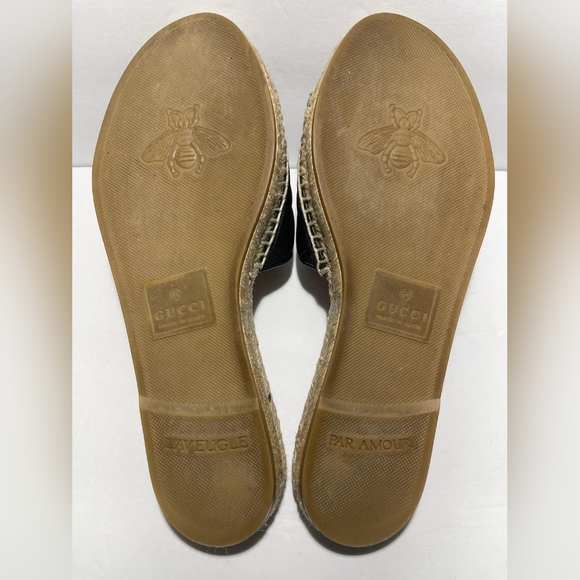 GUCCI GG Women's Matelasse Leather Espadrille Slide Sandal Black Size 37/7 - Picture 5 of 10
